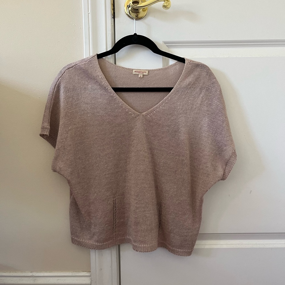 Linen cropped boxy sweater/tee